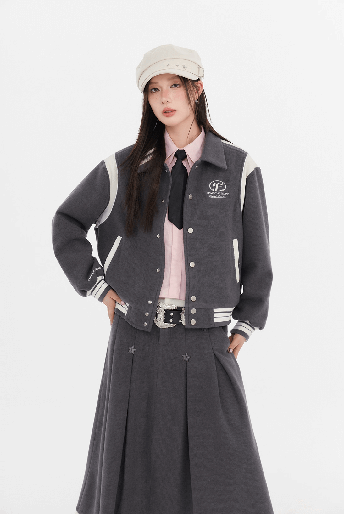Twinkle Line Collar Sweet Skirt（全2色）