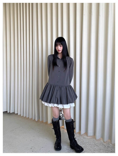 Cloudy Ruffle Layer Shirt Onepiece