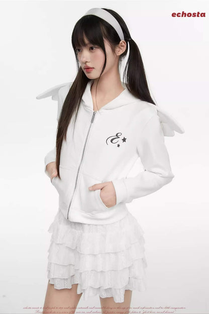Angel Wing Zip Sweater Hoodie