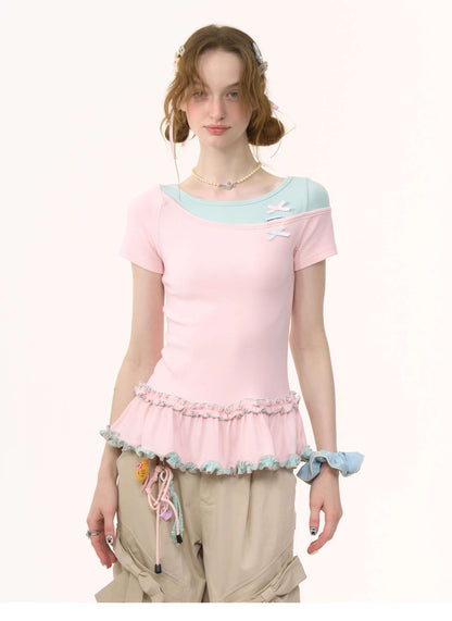 Bicolor Sweet Ribbon Tops