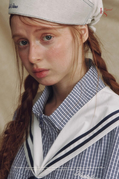 Sailor Check Ribbon Blouson