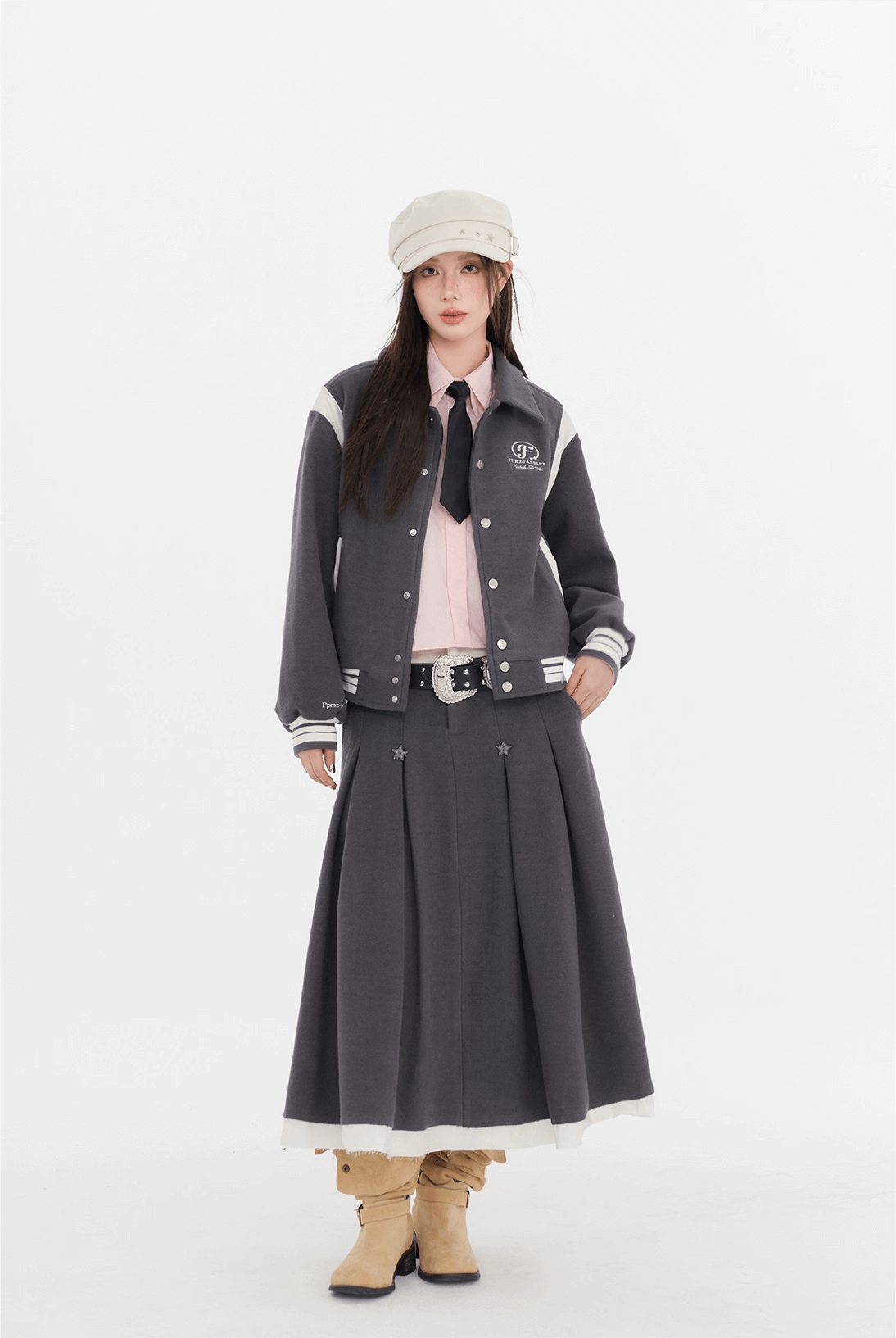 Twinkle Line Collar Sweet Skirt（全2色）