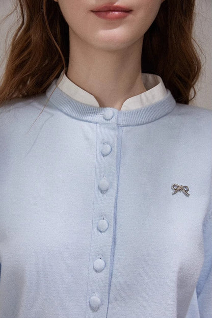 Pastel Ribbon Blue Knit Cardigan