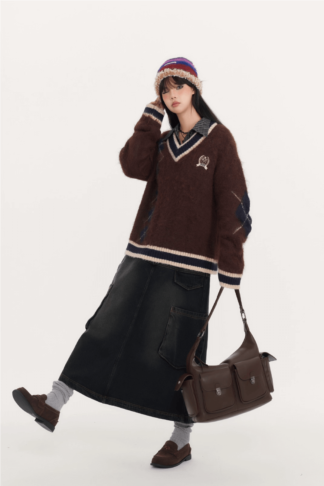 Fluffy Argyle Mood Knit（全3色）