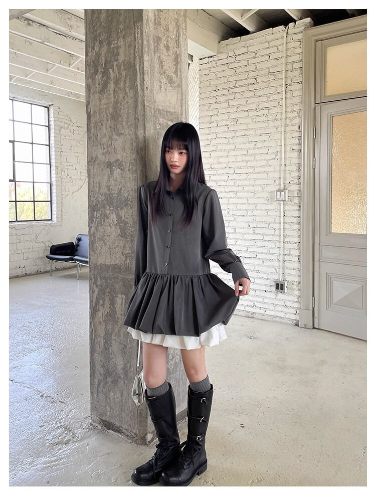 Cloudy Ruffle Layer Shirt Onepiece