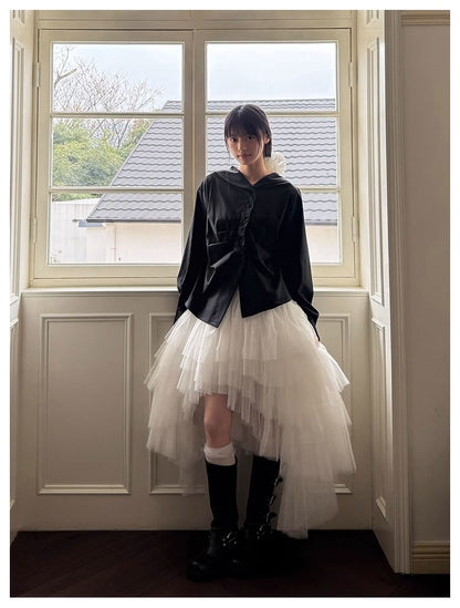 Asymmetry Layered Fluffy Tulle Skirt