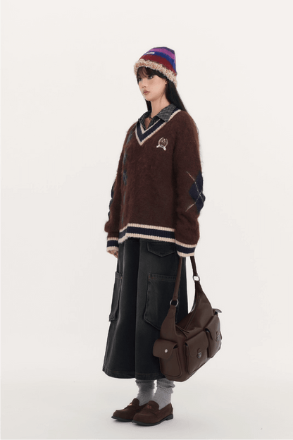 Fluffy Argyle Mood Knit（全3色）