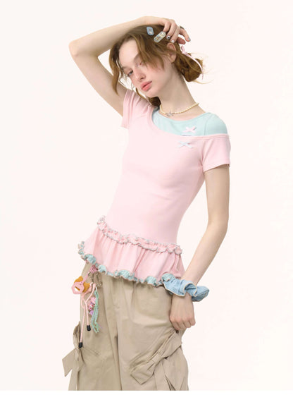 Bicolor Sweet Ribbon Tops