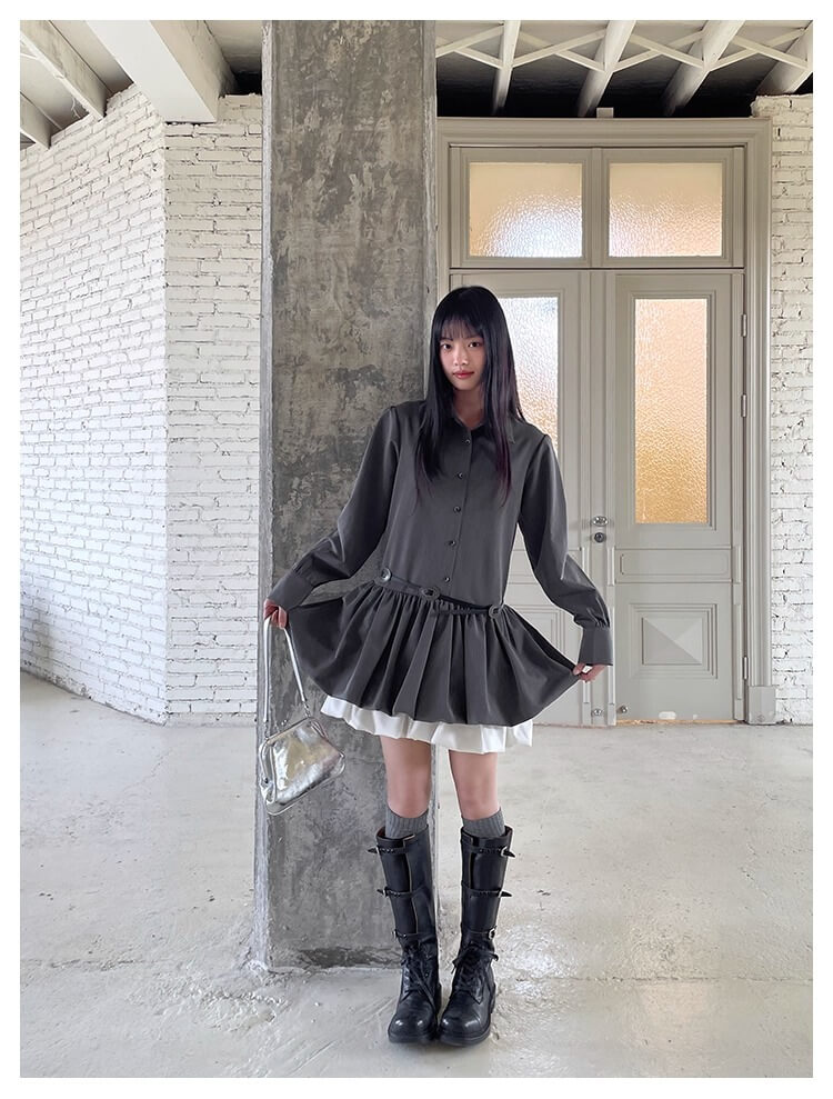 Cloudy Ruffle Layer Shirt Onepiece