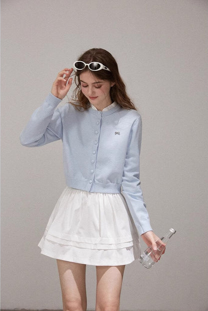 Pastel Ribbon Blue Knit Cardigan