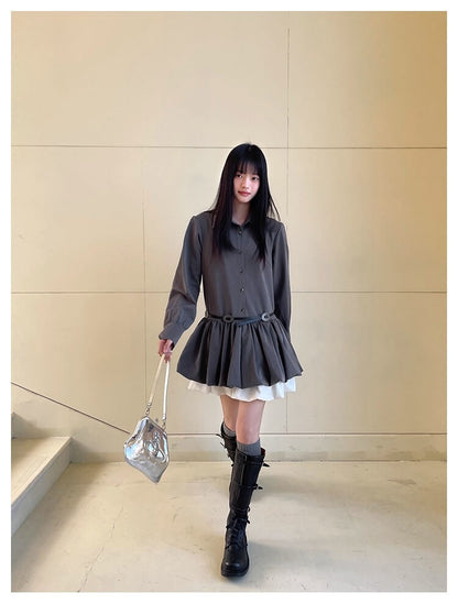 Cloudy Ruffle Layer Shirt Onepiece