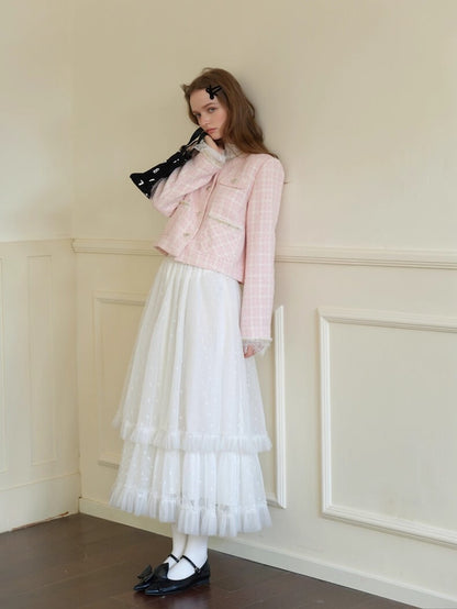 Cotton Candy Check Tweed Jacket