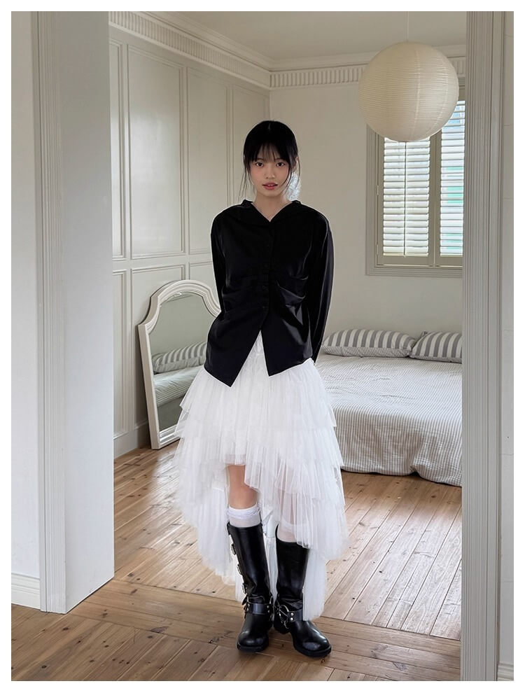 Asymmetry Layered Fluffy Tulle Skirt