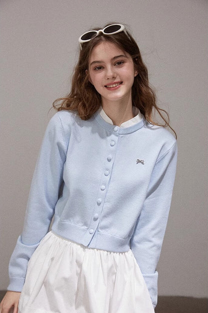 Pastel Ribbon Blue Knit Cardigan