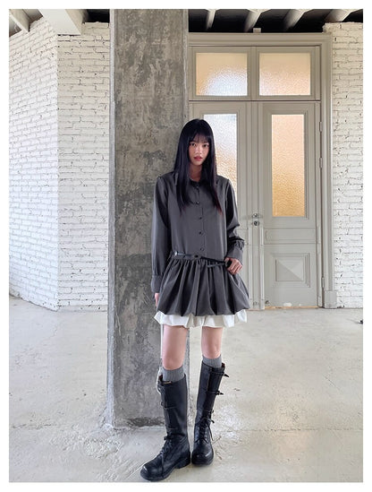 Cloudy Ruffle Layer Shirt Onepiece