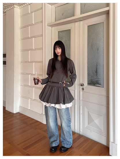 Cloudy Ruffle Layer Shirt Onepiece