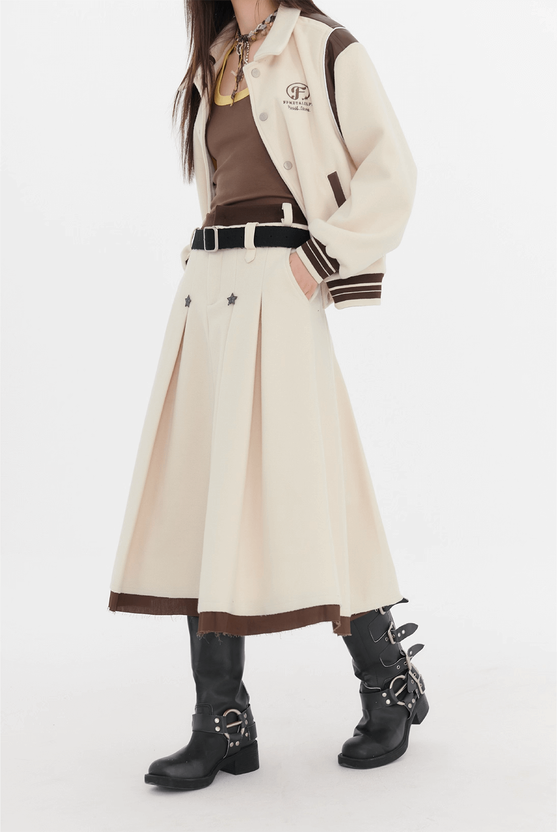 Twinkle Line Collar Sweet Skirt（全2色）