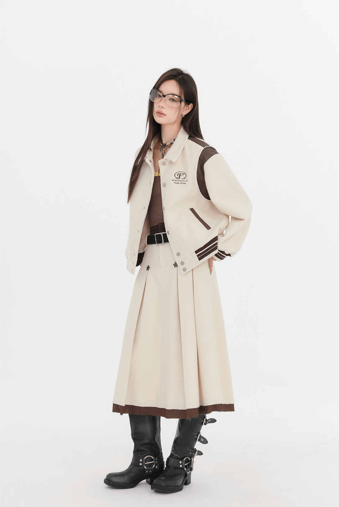Twinkle Line Collar Sweet Skirt（全2色）