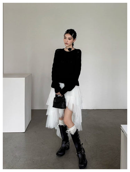 Asymmetry Layered Fluffy Tulle Skirt