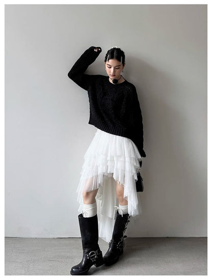 Asymmetry Layered Fluffy Tulle Skirt